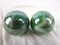2 Boulders 35mm FUNGUS Marbles glass ball Green White Iridescent large Swirl